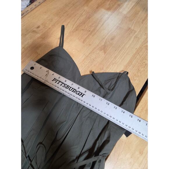 NWT Emerson Lang sage green spaghetti strap pleated blouse cotton woven - Picture 6 of 8